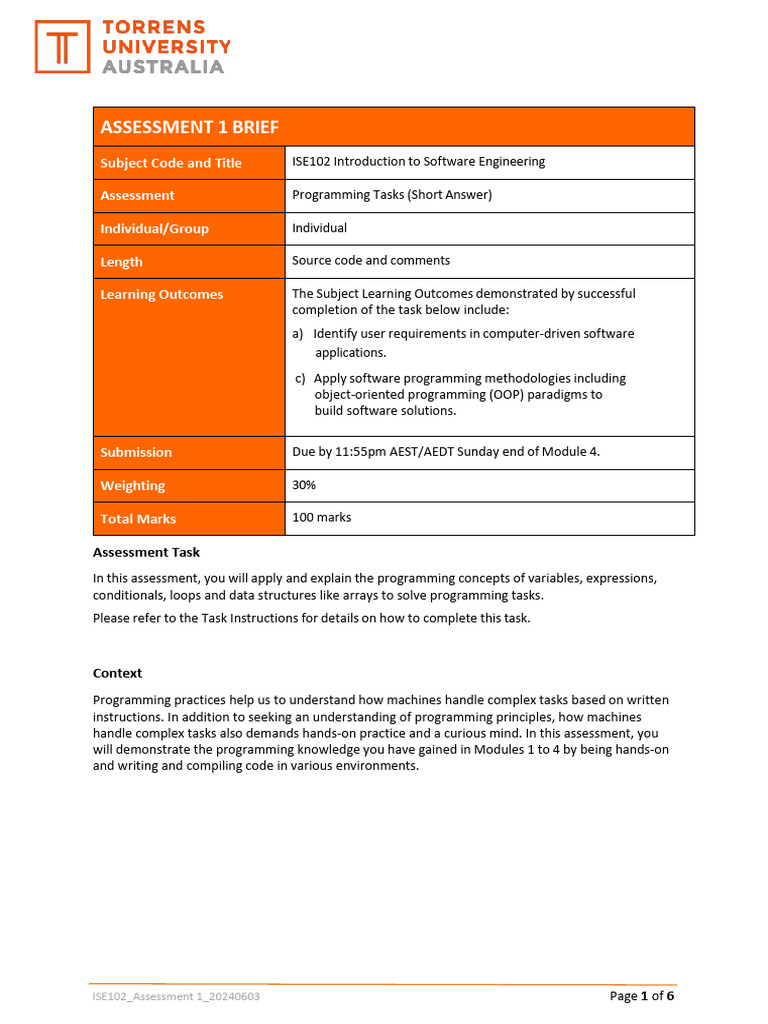 Ise102 assessment 1 20240603 pdf computer programming source code
