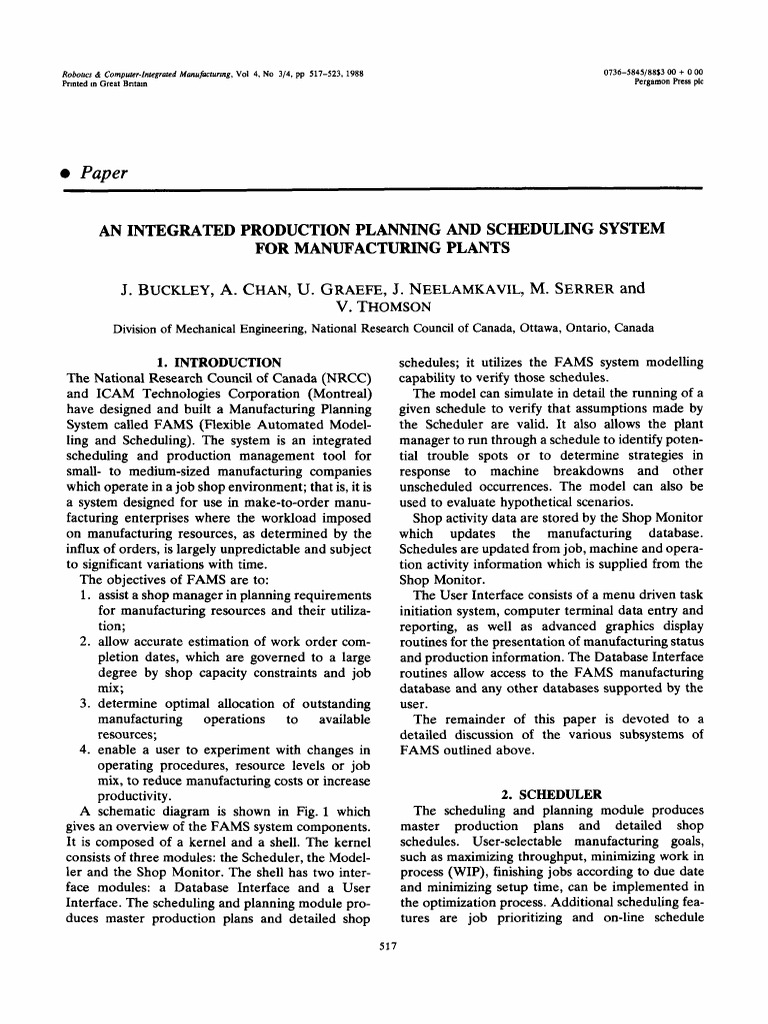 Integrated Production Planning System | PDF | Databases | Scheduling ...