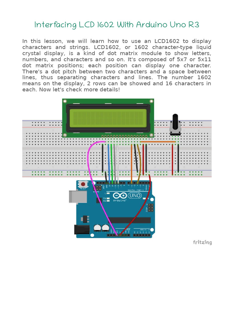 Arduino CCD 1602 A Interface Ing | Download Free PDF | Arduino ...