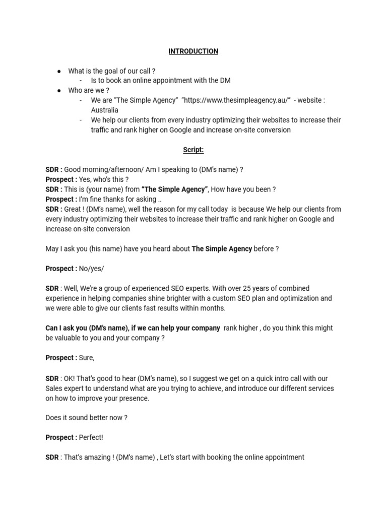 Call Script | PDF