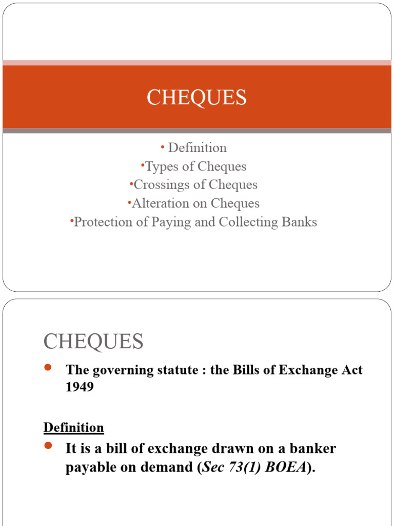Types and Regulations of Cheques | PDF | Cheque | Negotiable Instrument