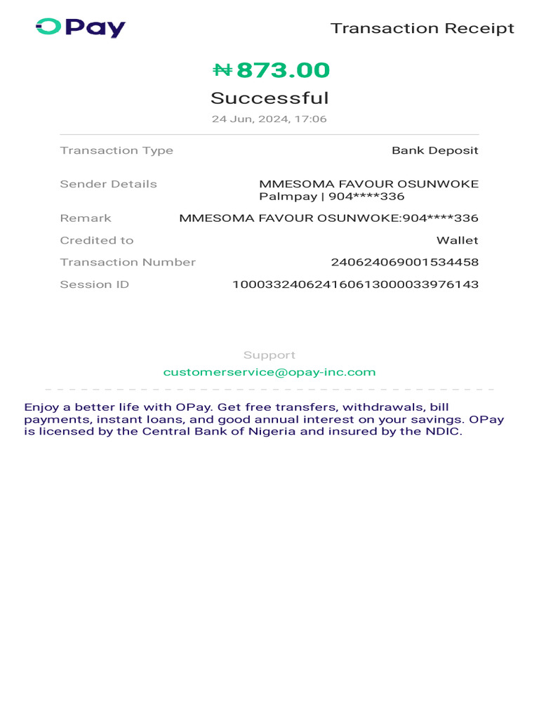 OPay Transaction Confirmation | PDF | Finance & Money Management