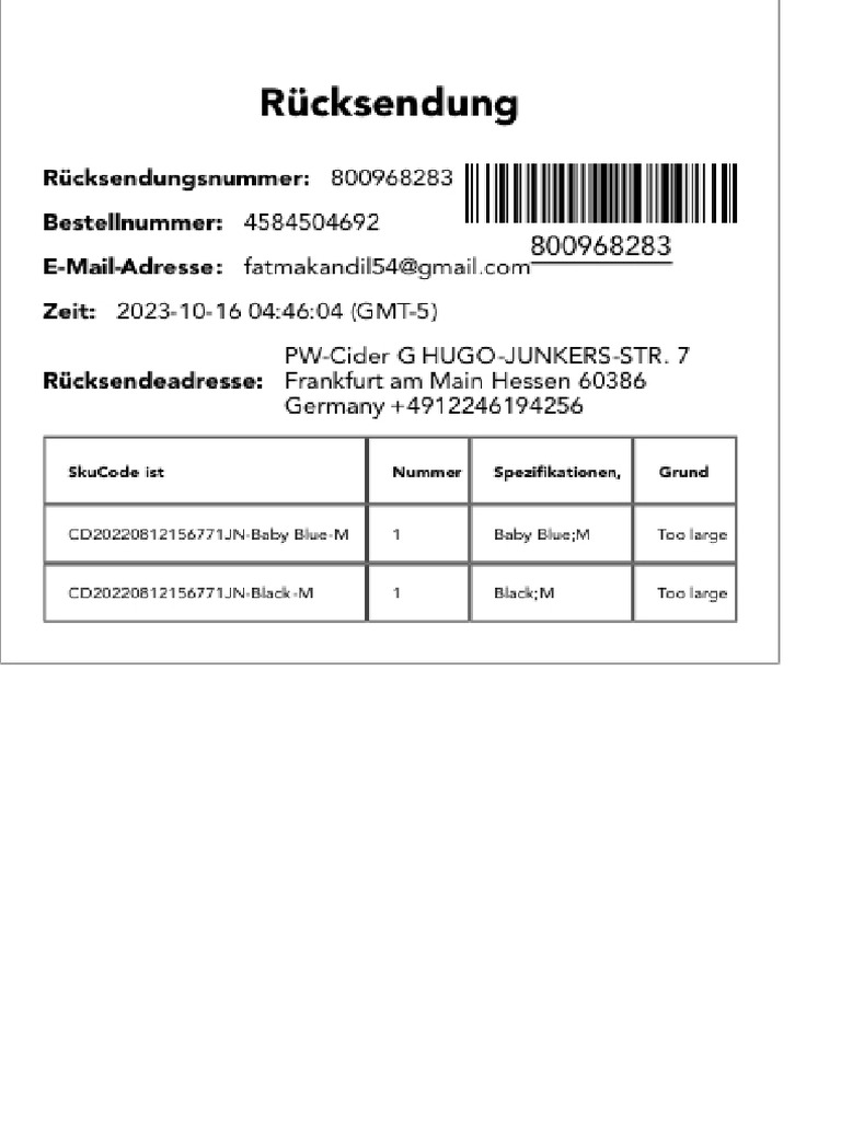 Return order pdf