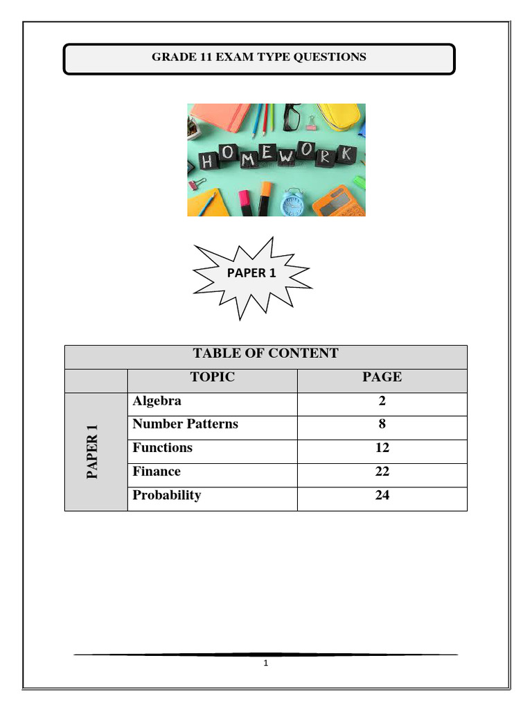 Grade 11 Math Exam Questions Guide | PDF