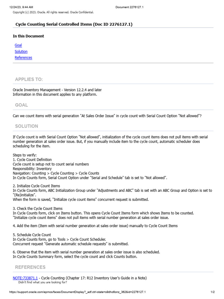 Cycle counting serial controlled items pdf software computing