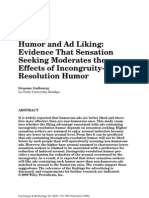 Humor and Ad Liking Evidence That Sensation Seeking Moderates The Effects