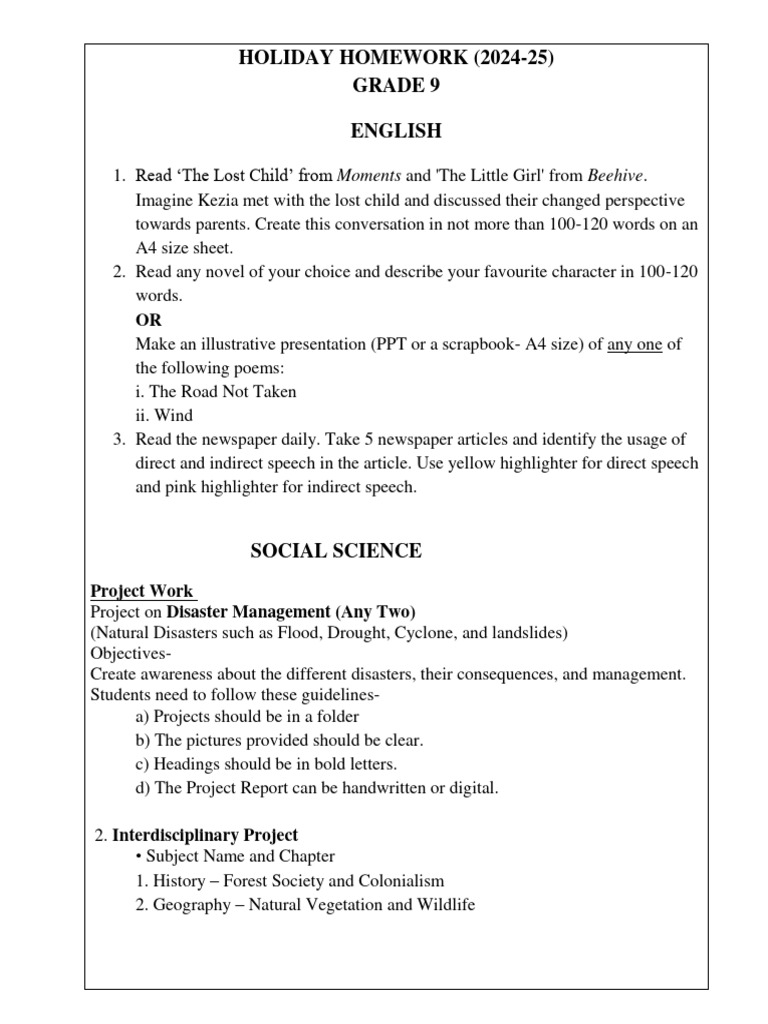 Holiday Homework Class Ix 1715326890589 | PDF | Pollution | French Language