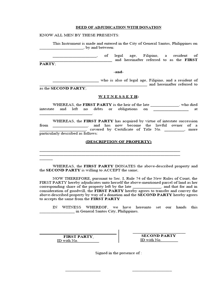 Affidavit of Adjudication With Donation | PDF | Natural Resources Law ...