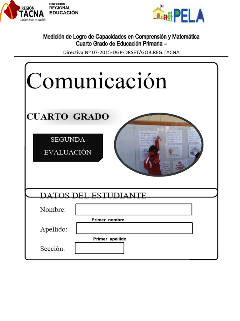 Examen de Comunicación 4to Grado 2023 | PDF