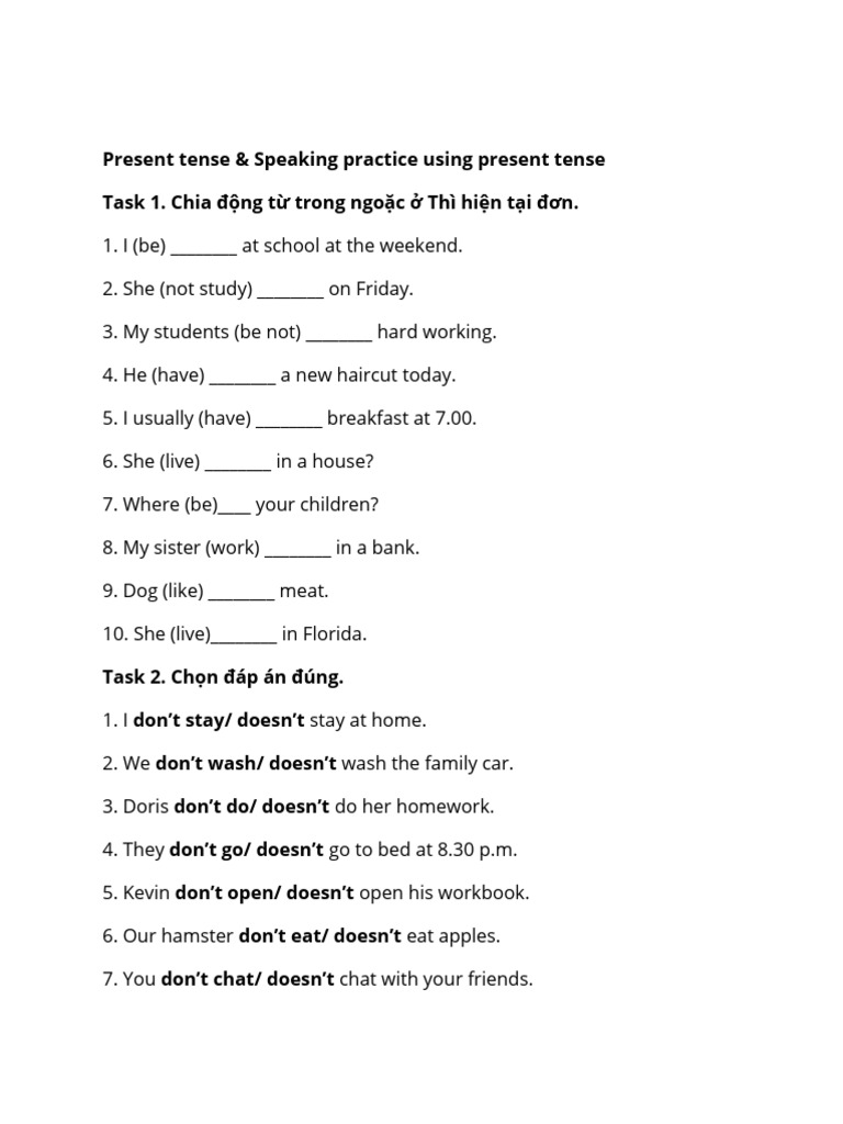 Present Tense in Daily Routines | PDF | Cost Of Living