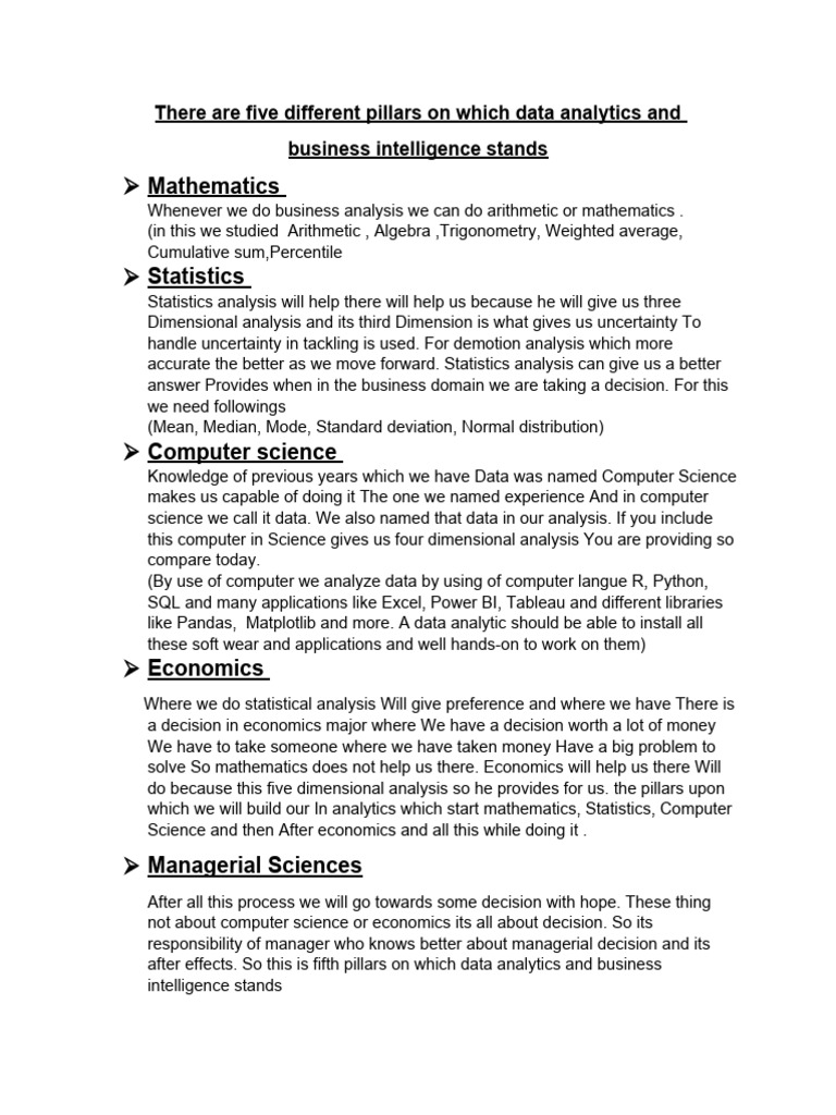 Five Pillars of Data Analytics Explained | PDF | Career & Growth