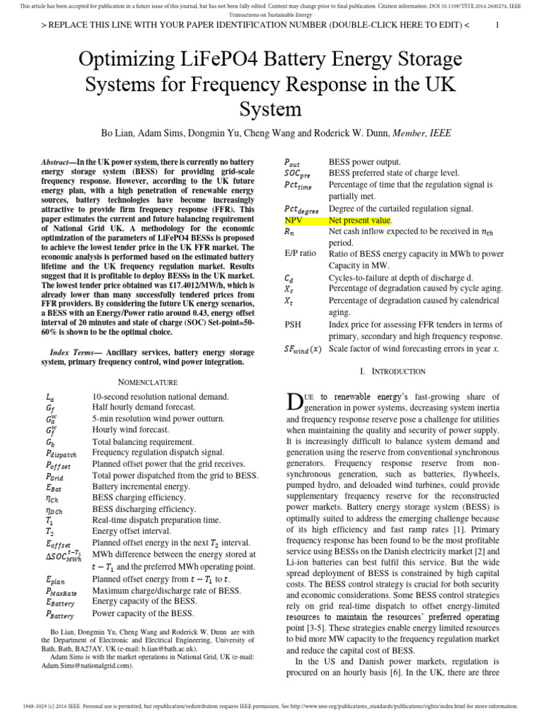 Optimizing LiFePO4 Battery Energy Storage | PDF | Electric Power ...