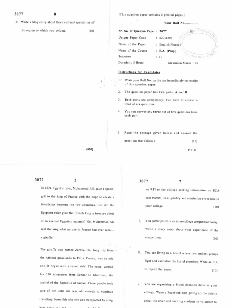 B A P English Fluency Semester 2nd Pdf