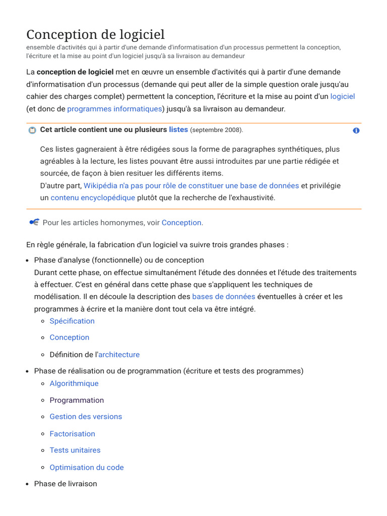Conception de Logiciel Informatique | PDF | Développement de logiciel ...