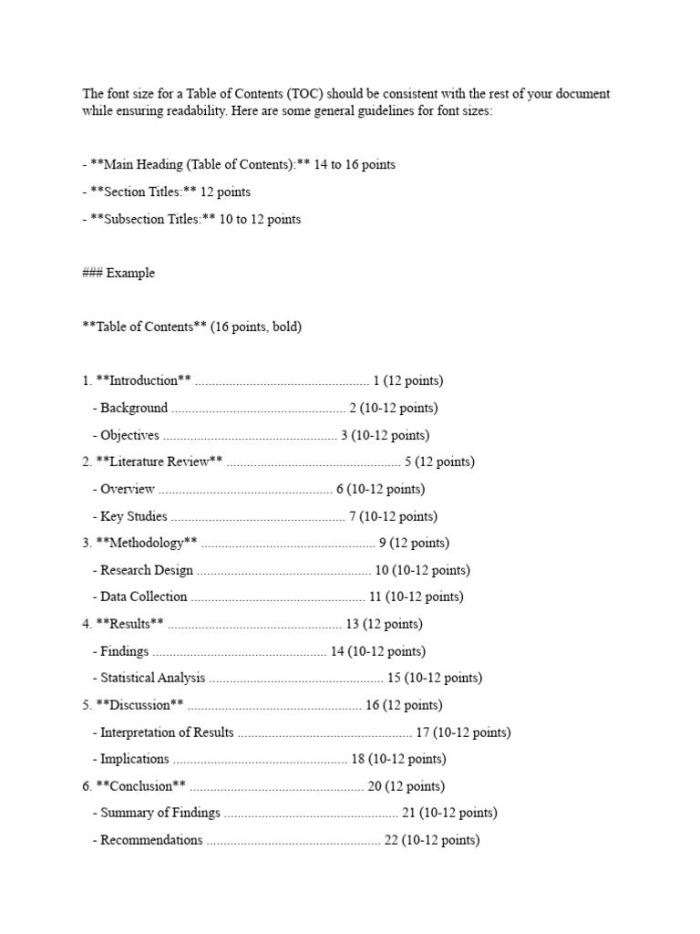 the-font-size-for-a-table-of-contents-pdf