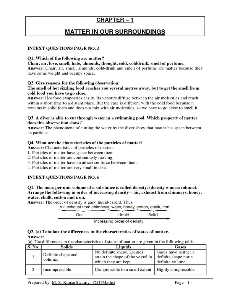 Chapter 01 Matter In Our Surroundings Ncert Answers And Practice