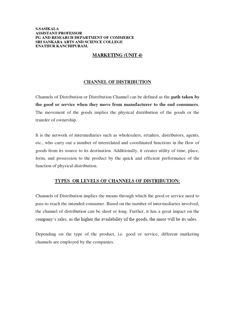 Channels of Distribution Guide | PDF | Sales | Marketing