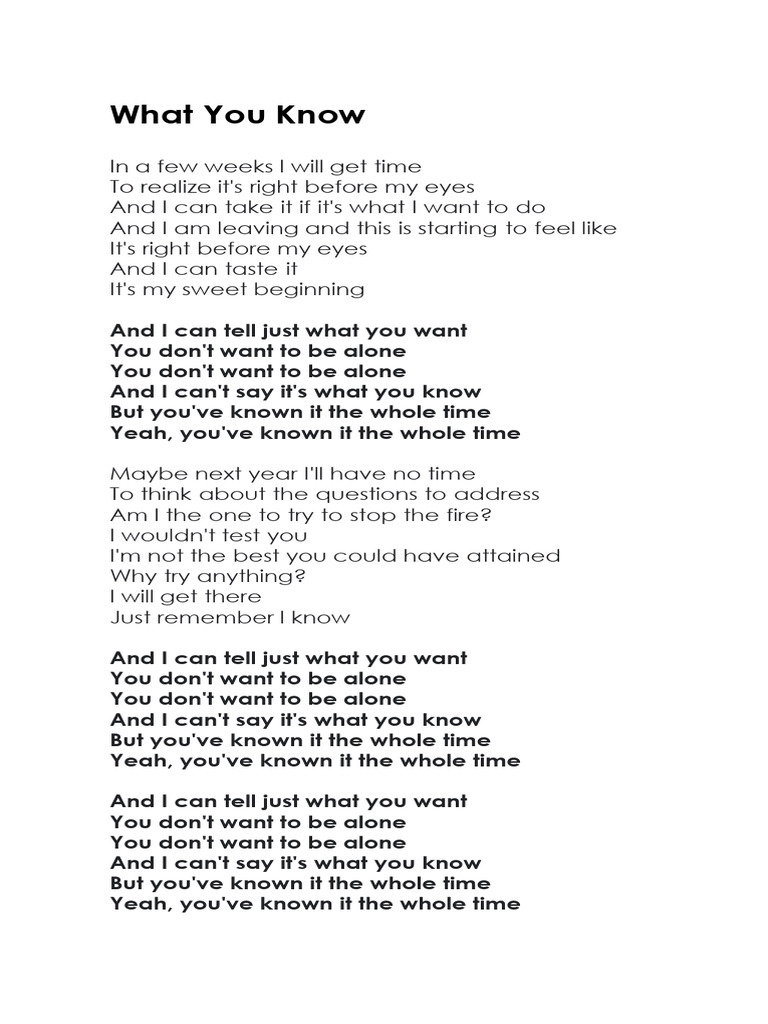 What You Know lyrics | PDF