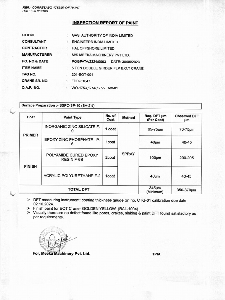 Paint Report WO-1753 & 1755 | PDF | Paint | Business Process