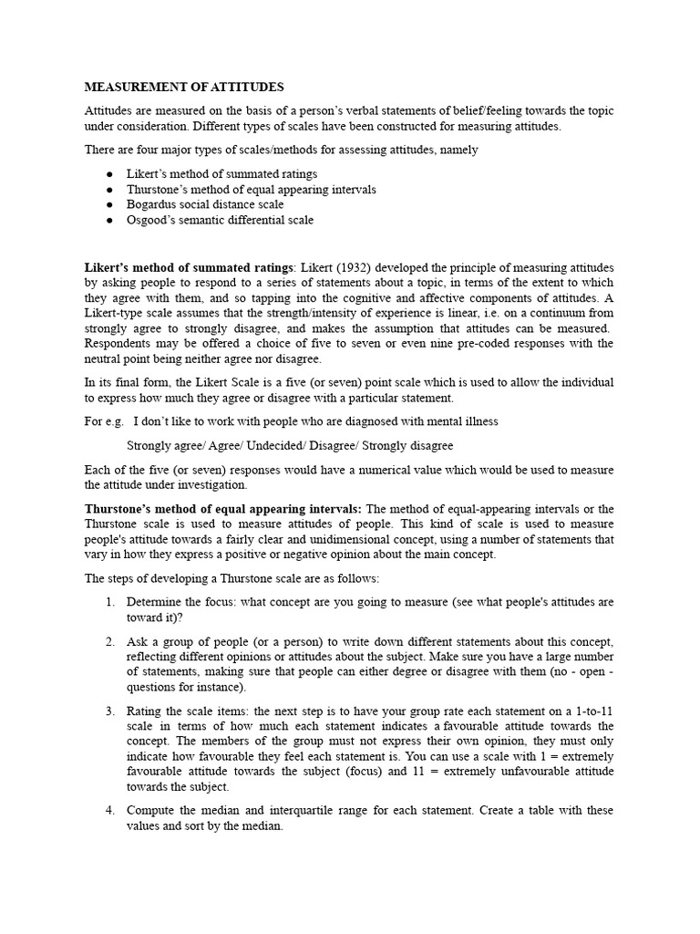 Likert and Other Attitude Measurement Scales | PDF | Likert Scale ...