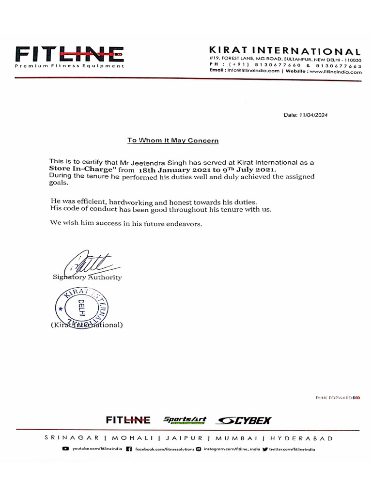 Kirat International Exp. Certificate | PDF