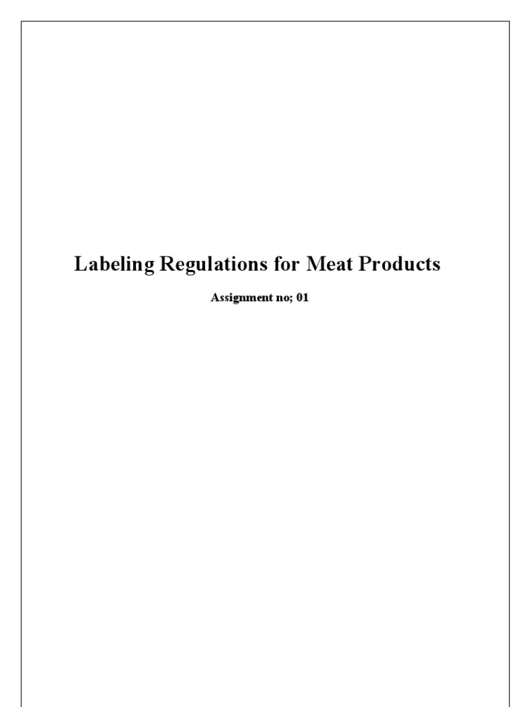 Labelling Requirements For Meat Products C PDF Food And Drink Foods