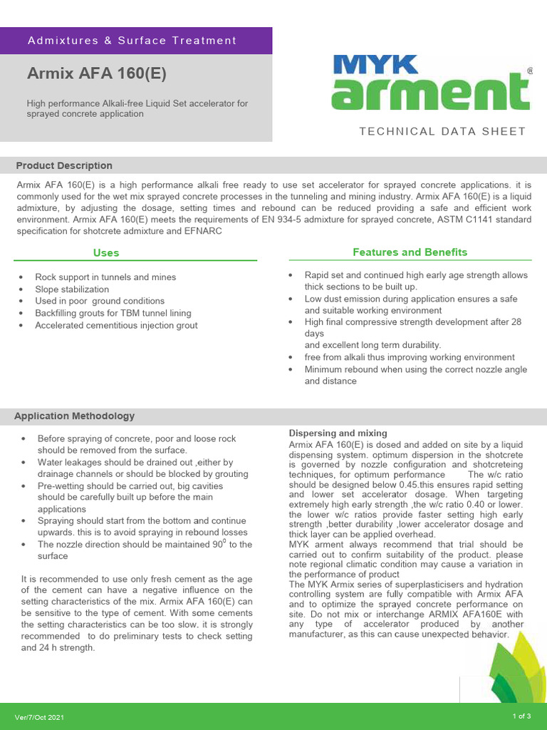 Armix AFA 160E Ver 7 | PDF | Concrete | Cement