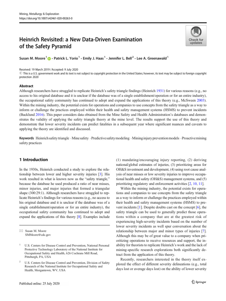 Heinrich Revisited A New Data - Driven Examination | PDF | Occupational ...