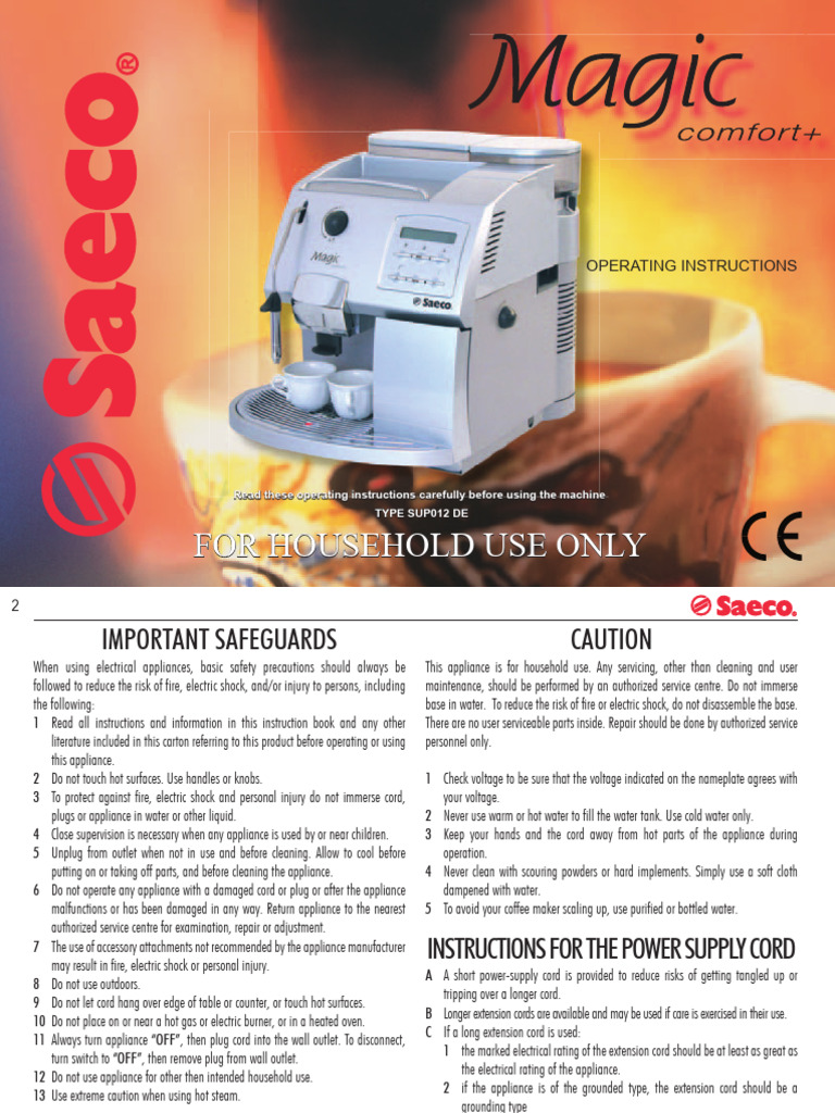 Saeco Magic Comfort Plus Manual | PDF