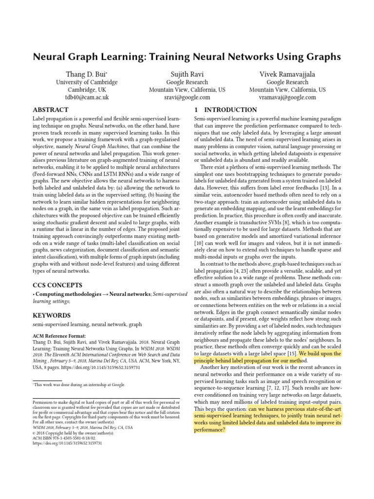 Neural Graph Learning Training Neural Networks Using Graphs | PDF ...