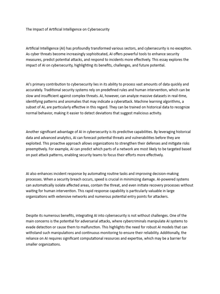 The Impact of Artificial Intelligence On Cybersecurity | PDF | Security ...
