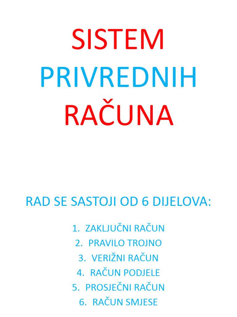 Sistem Privrednih Računa | PDF