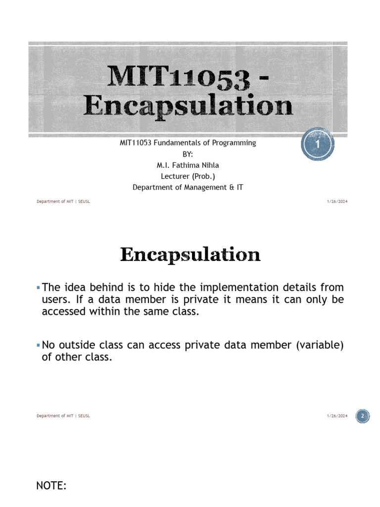 MIT11053 - Encapsulation | Download Free PDF | Class (Computer ...