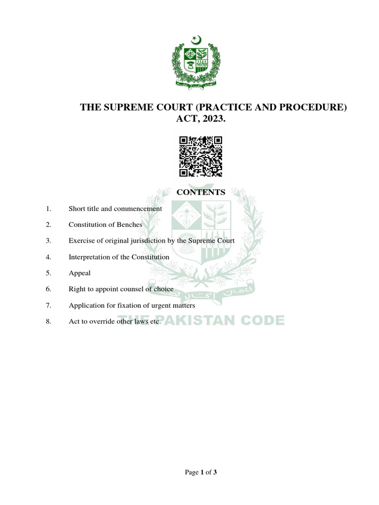 Supreme Court Practice and Procedure Act 2023 | PDF | Supreme Court Of ...