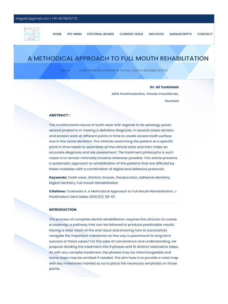 Methodical Full Mouth Rehabilitation Guide | PDF | Dental Implant | Tooth