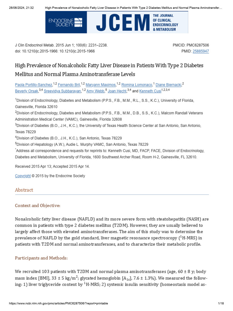 High Prevalence of Nonalcoholic Fatty Liver Disease in Patients With ...