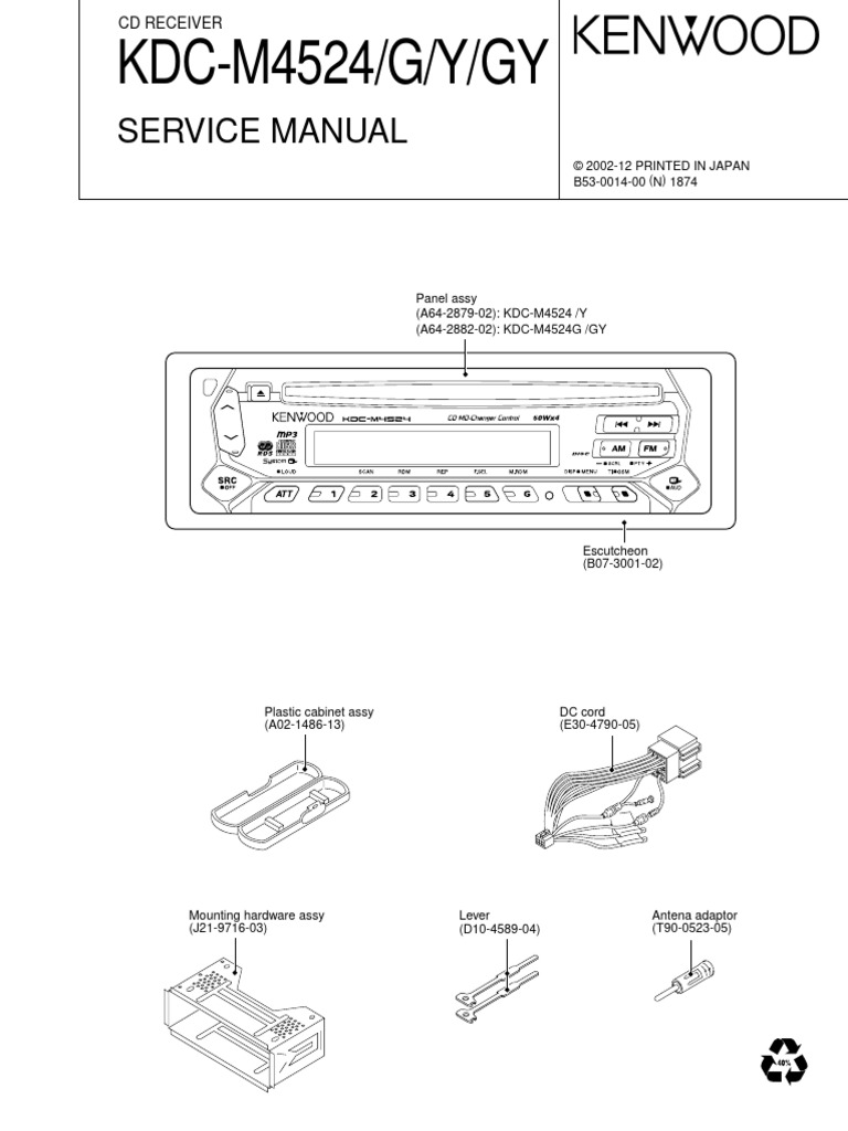 KDC-M4524/GY Service Manual | PDF | Computing | Electricity