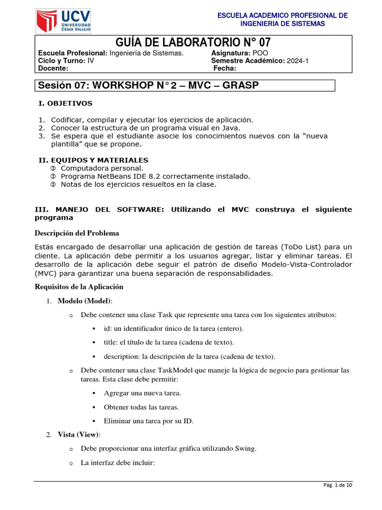 Workshop - N °2 GRASP - MVC+ +NIETO | PDF | Modelo – Vista ...