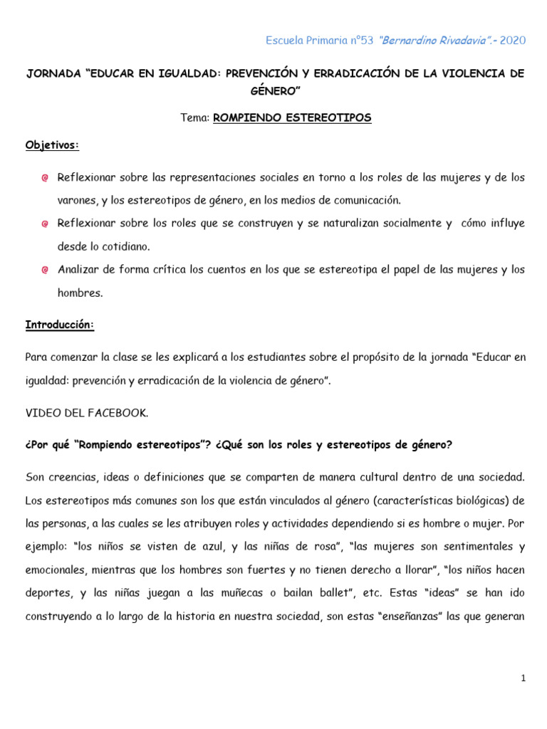 Rompiendo Estereotipos de Género en Educación | PDF | Género | Estudios ...