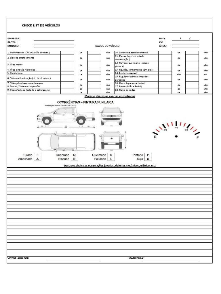 Checklist de Manutenção de Veículos | PDF | Tecnologias automotivas ...