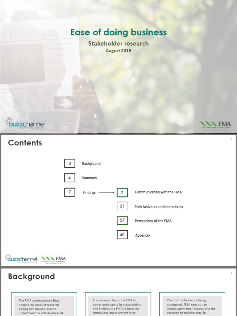 FMA Ease of Doing Business Survey 2019 | PDF | Communication | Business