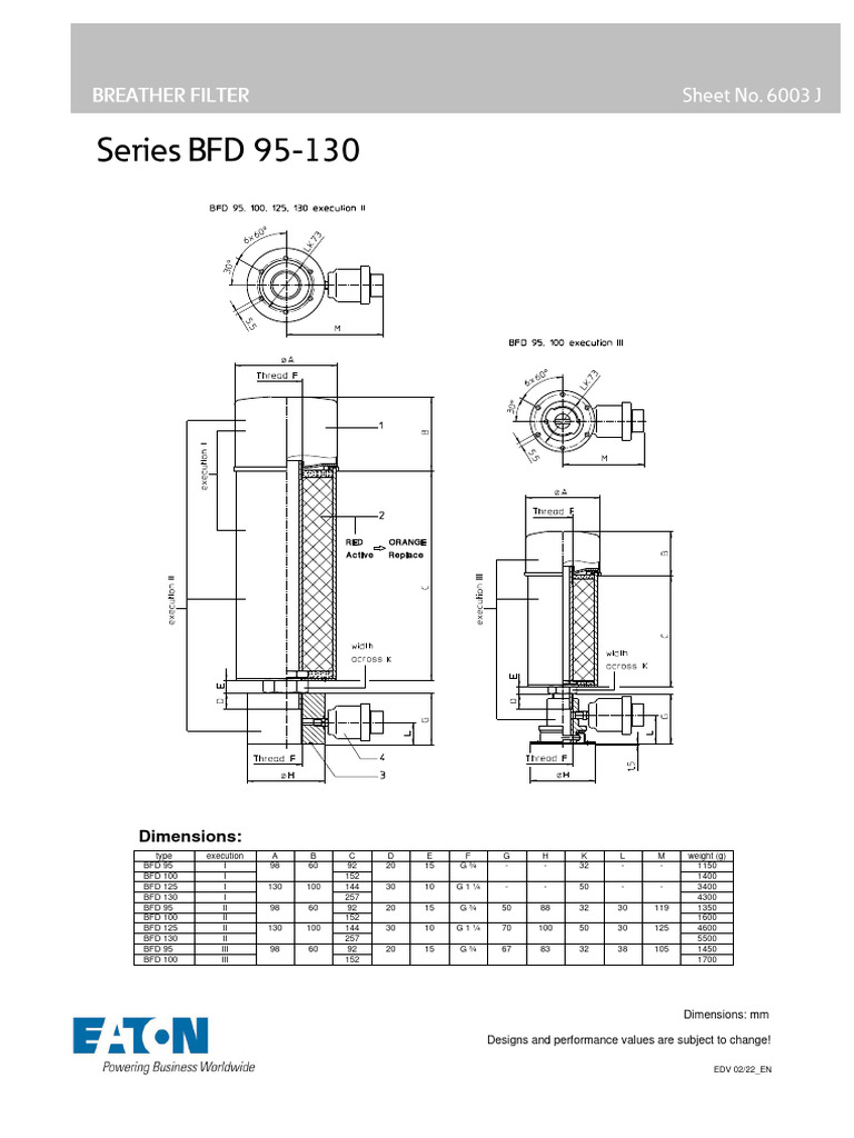 Breather Filter Specifications BFD 95-130 | PDF | Materials | Applied ...