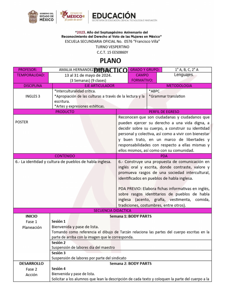 Plan de Clases Secundaria Mayo 2024 | PDF | Evaluación