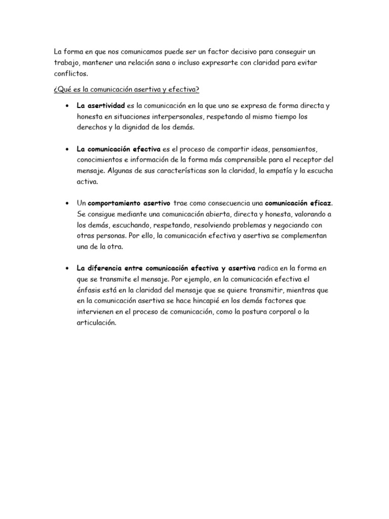 Comunicación Asertiva y Efectiva | PDF | Crecimiento personal y profesional