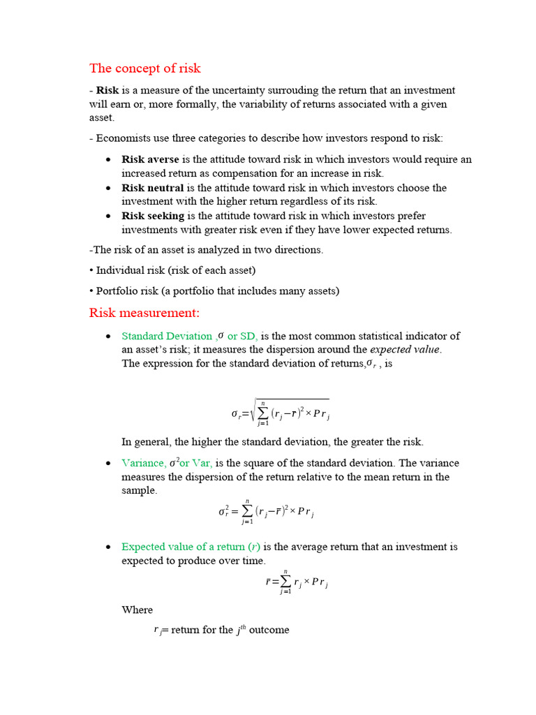 Understanding Risk in Investments | PDF