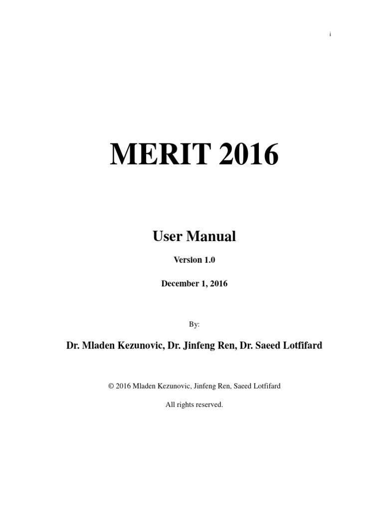 MERIT 2016 User Manual Overview | PDF | Electricity | Electrical ...