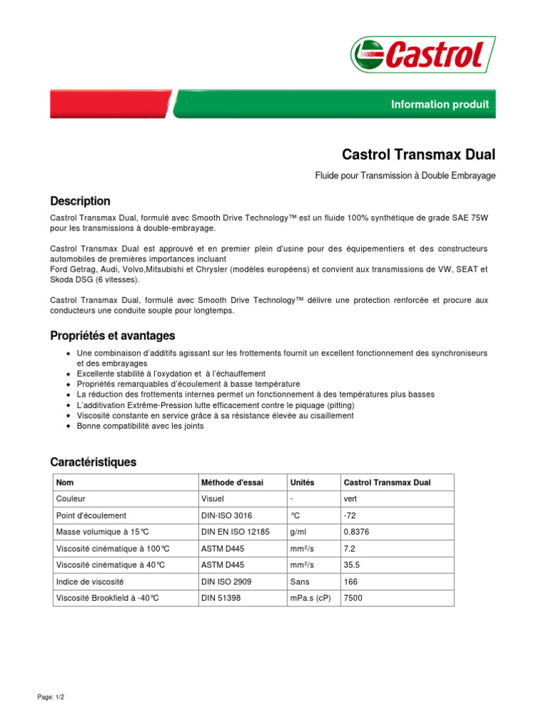 FT Castrol Transmax Dual | PDF | Véhicule motorisé | Voitures