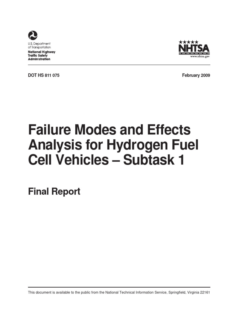 Hydrogen Vehicle Safety Analysis | PDF | Fuel Cell | National Highway ...