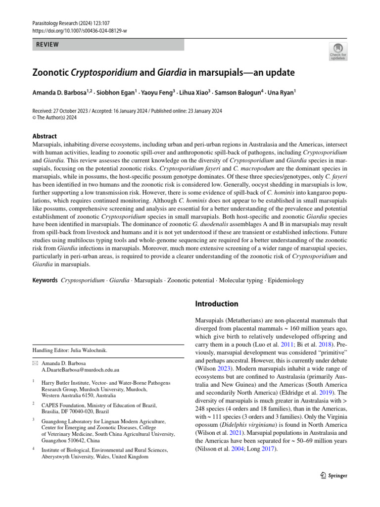 s00436-024-08129-w Compressed | PDF | Marsupials | Mammals Of Australia