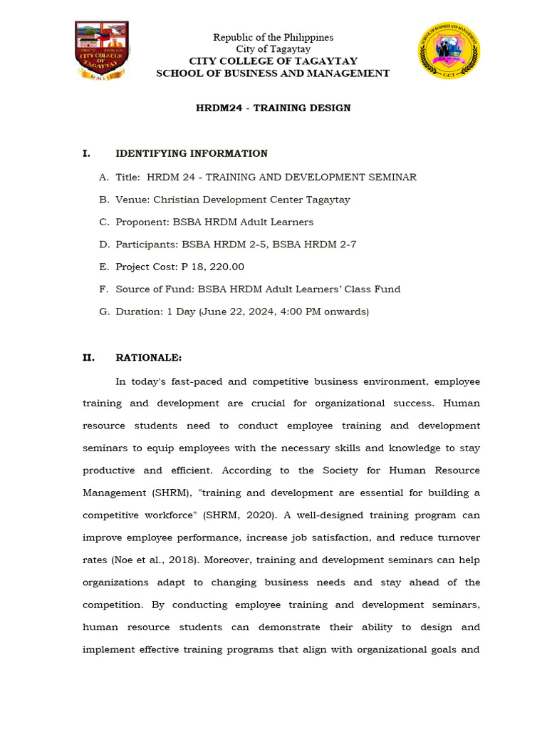 HRDM 24 Training Design and Matrix | PDF | Human Resource Management ...